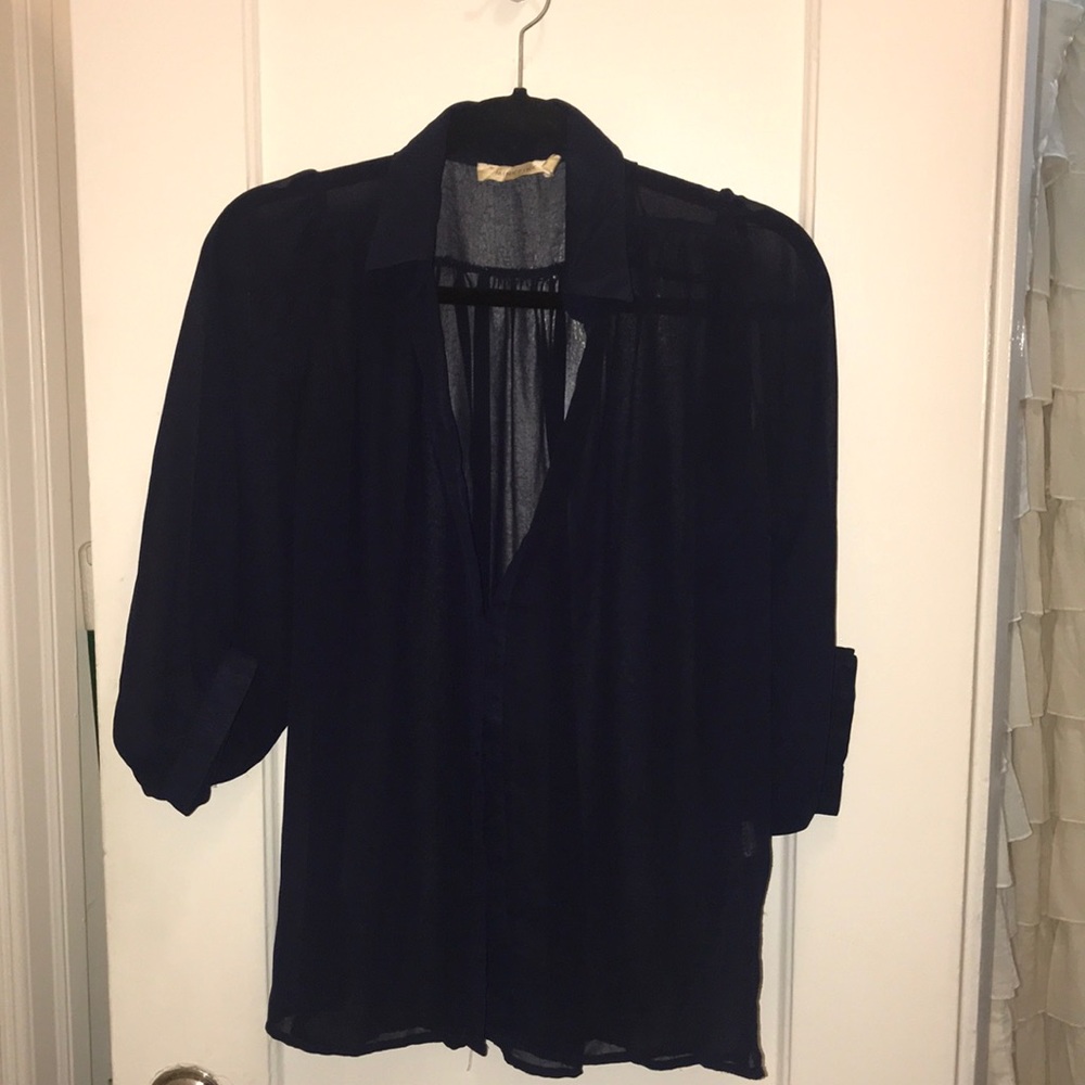 Mink Pink button up chiffon peasant top